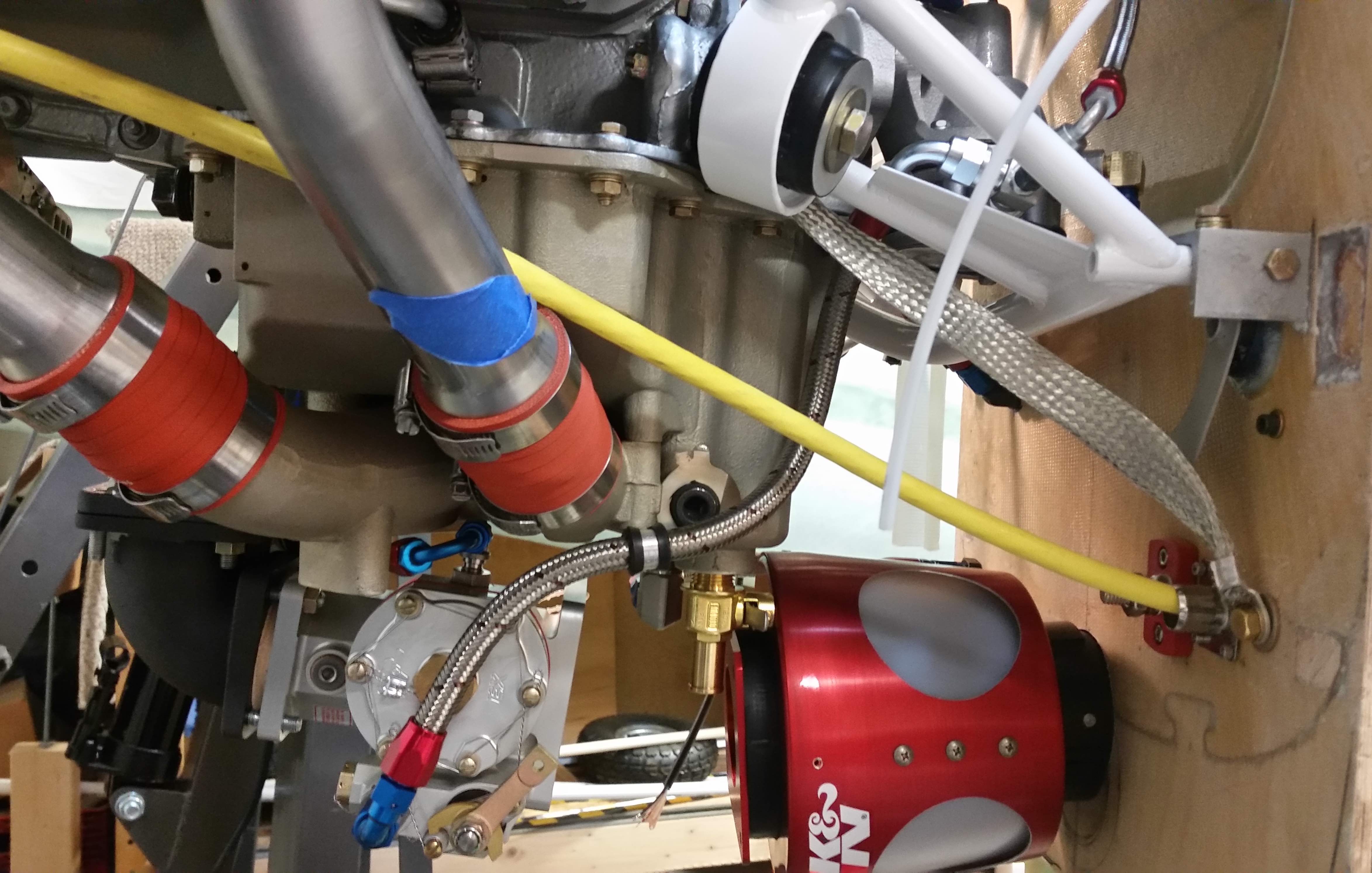 Fuel pump to fuel injection servo fuel line connected A Long EZ Push