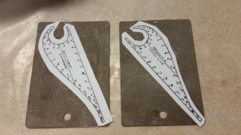 Templates glued to formica chips