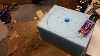 Mounting nose tip foam block with 5 min glue