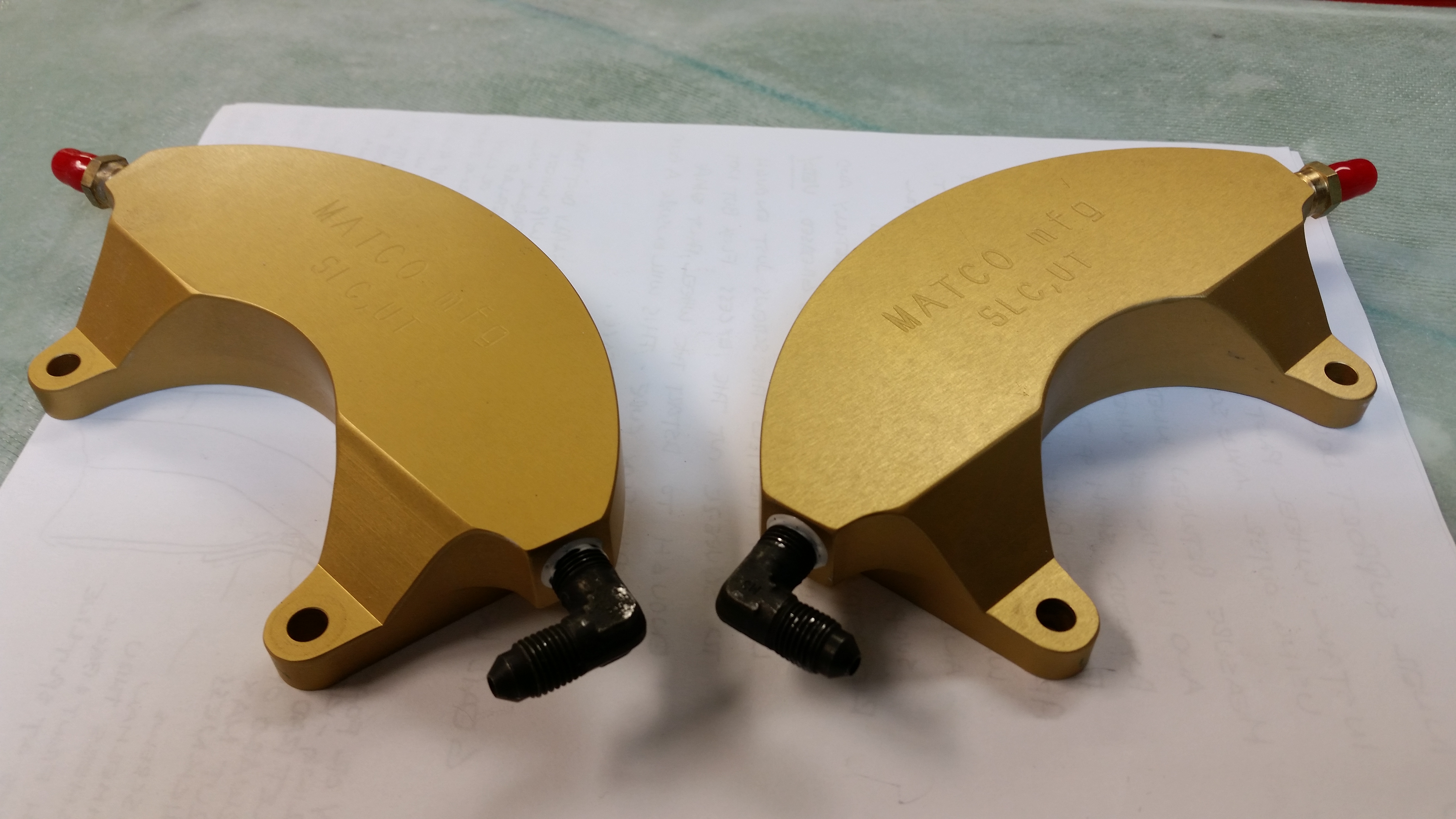 Fittings installed in brake calipers A Long EZ Push