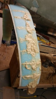 Expanding foam applied to right side fairing