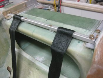 Seatbelt straps mocked up on cross bar