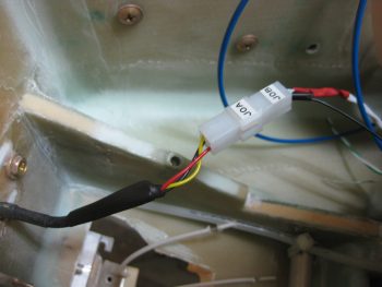 Landing light cable connected to landing light
