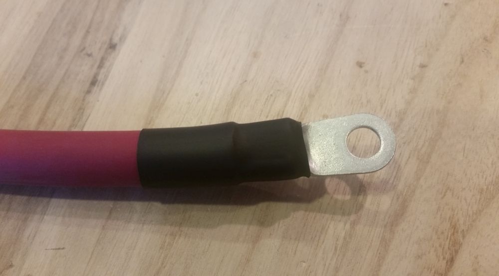 Heat shrink over crimped battery cable terminal A Long EZ Push