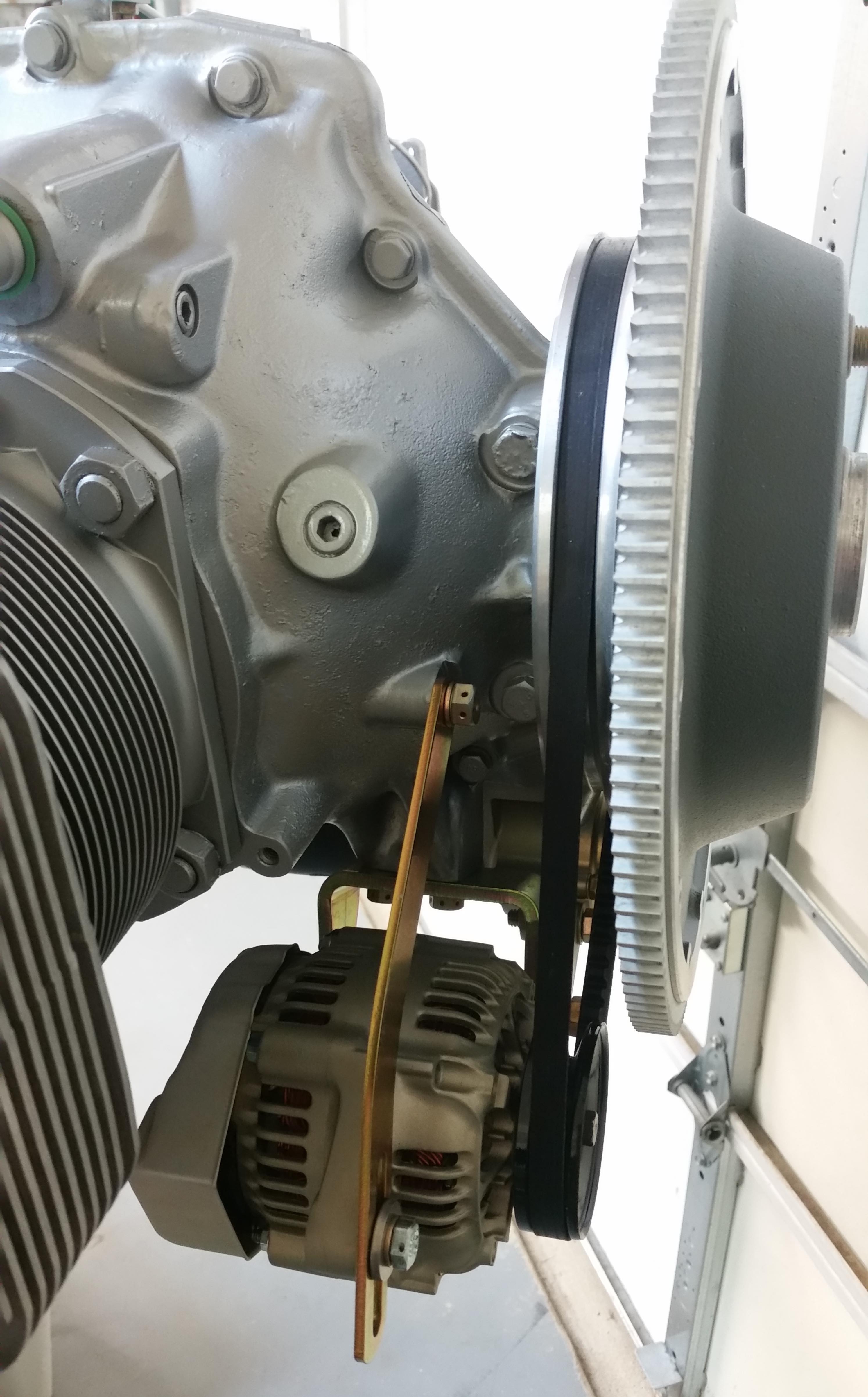 Small alternator pulley belt installed A Long EZ Push