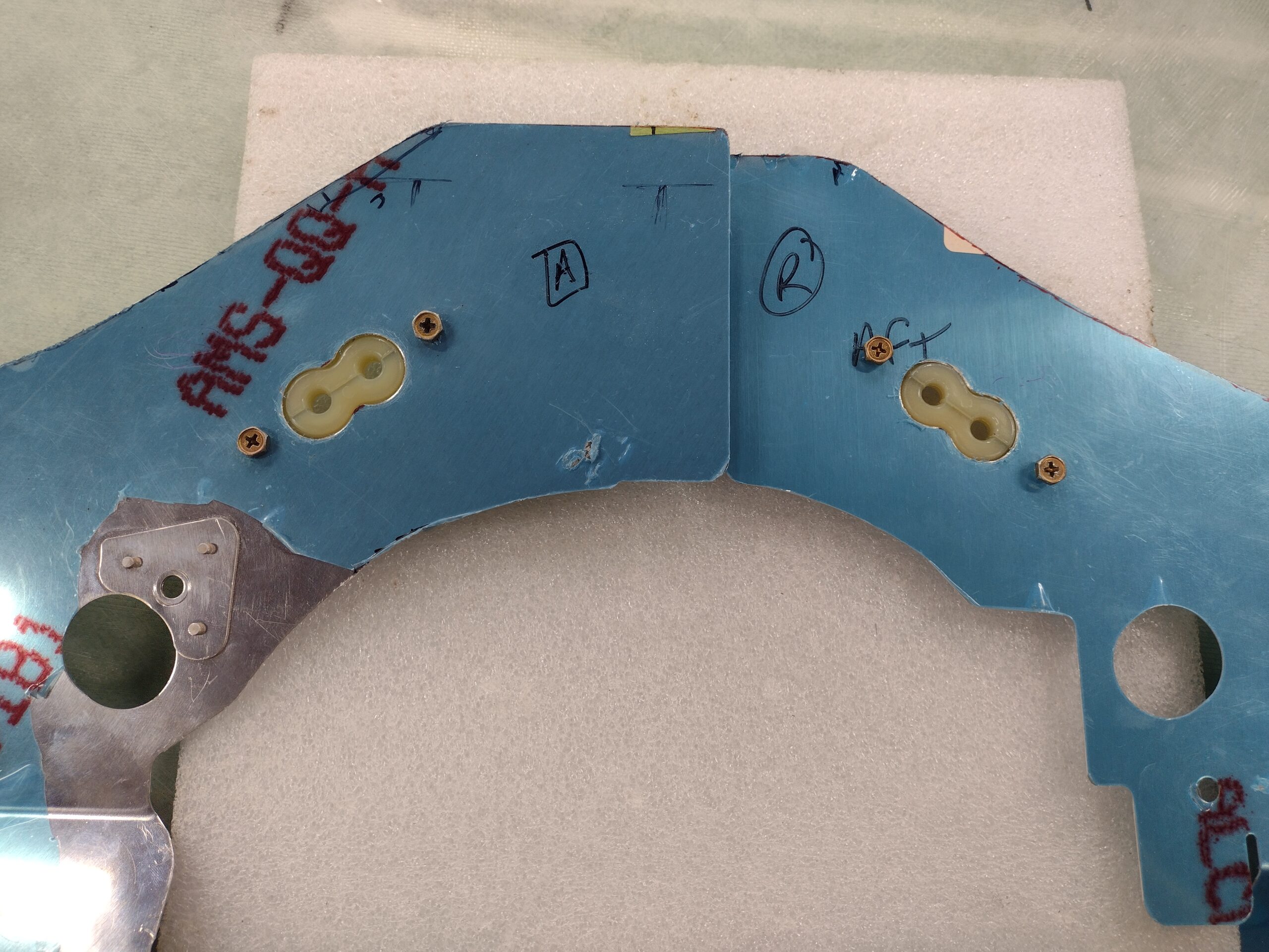 Baffle ignition wire seals testfitted into front baffle walls A Long